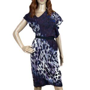 Robert Rodriguez Silk Animal Print‎ Asymmetrical Dress in Bordeaux Sz M - NWOT